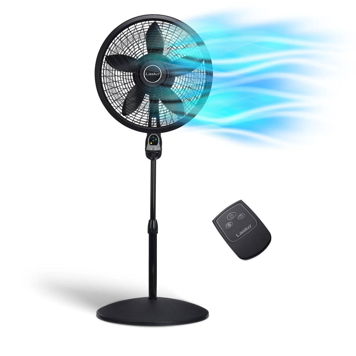 18 Oscillating Pedestal Fan with Remote, 3 Speeds, Black B3468