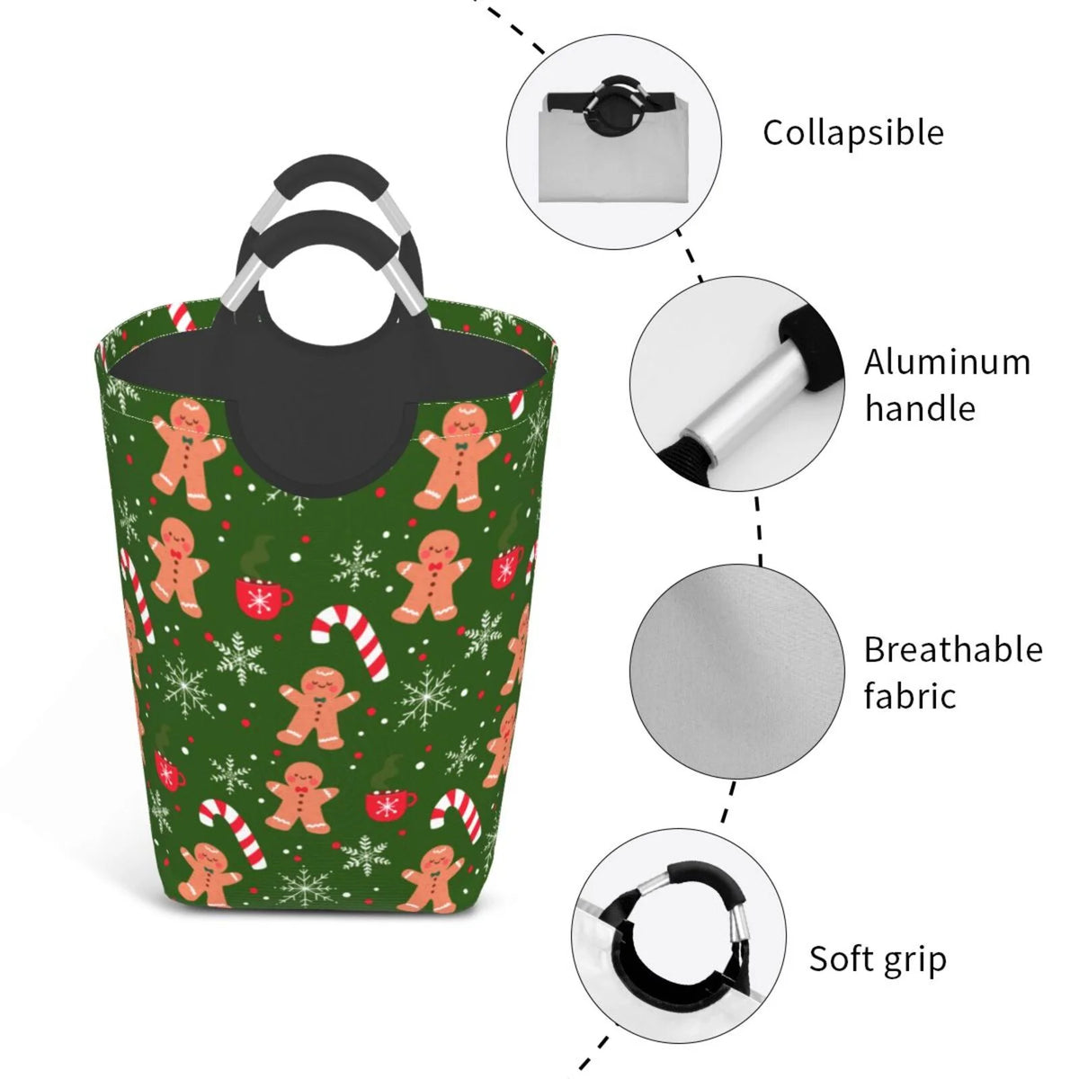 Collapsible Laundry Basket Hamper with Aluminum Handle, 50L V21322
