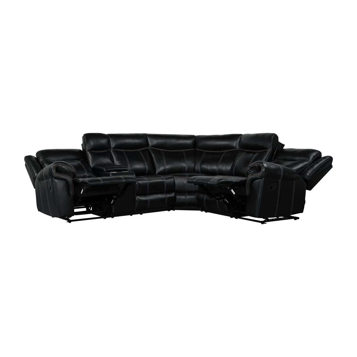 Black Manual Recliner with Cup Holder and Storage E33398