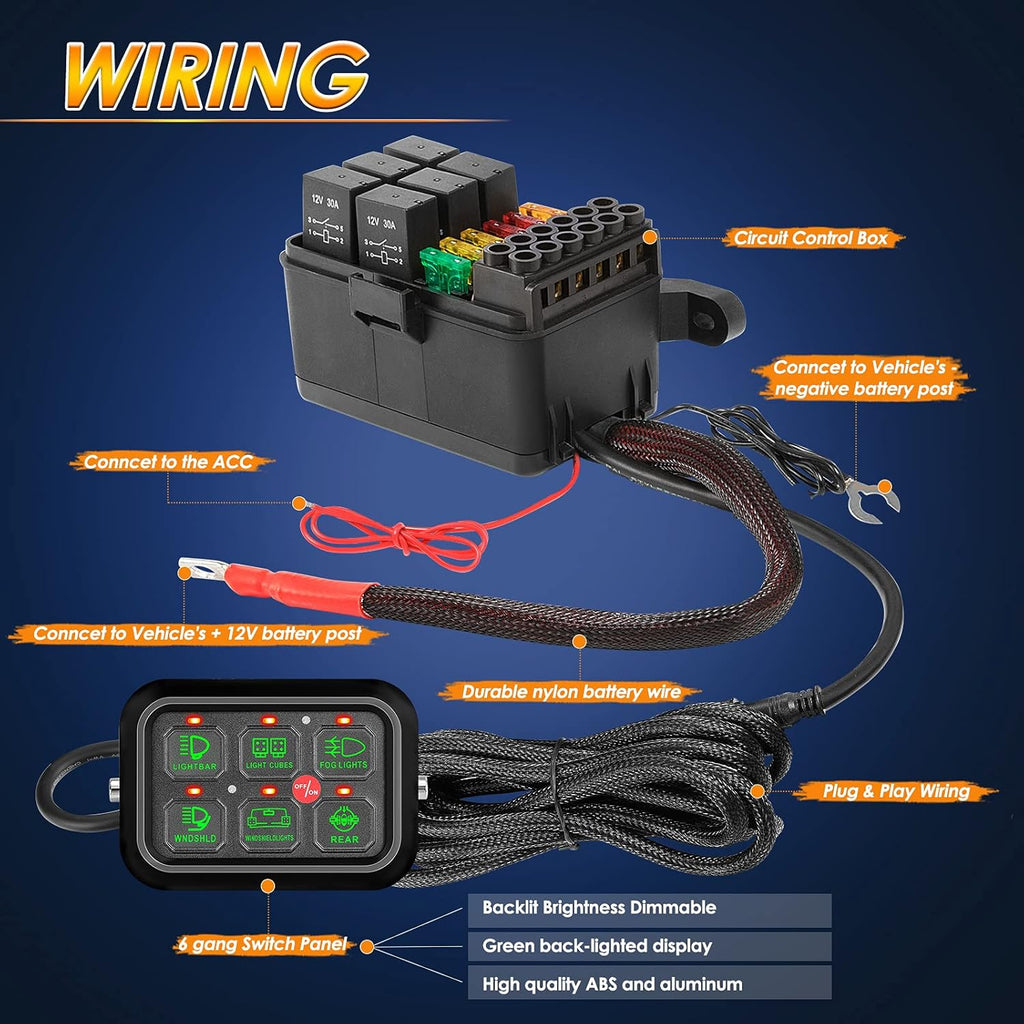 8 Gang Switch Panel with Label Stickers and Harness C111