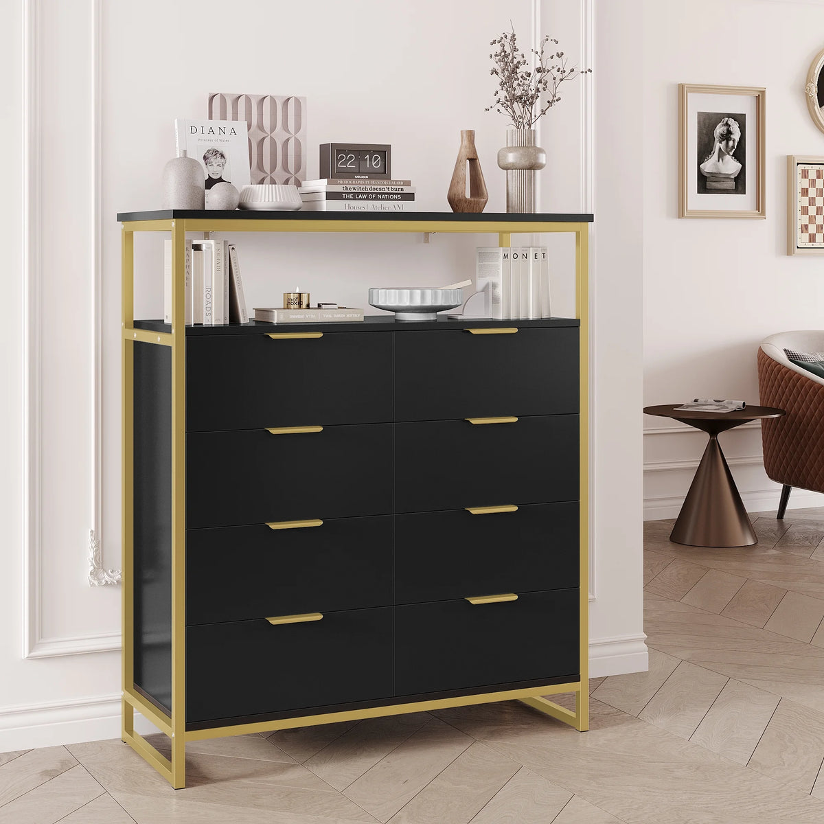 White 8 Drawer Wood Dresser S838549