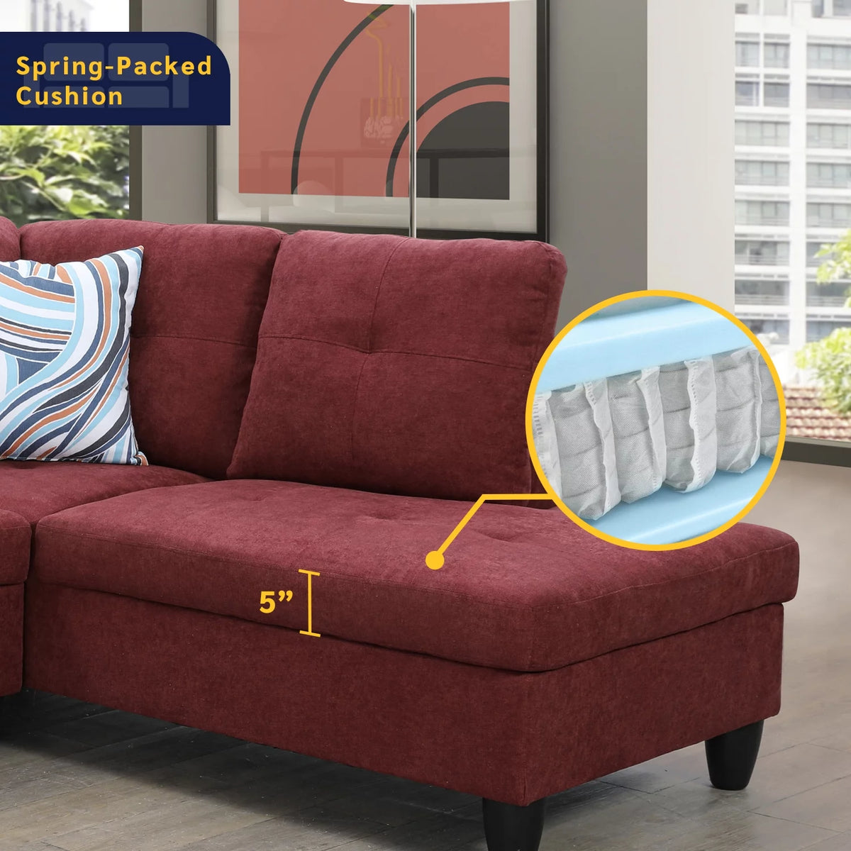 3 Piece Upholstered Sectional Right Hand Facing Z5138