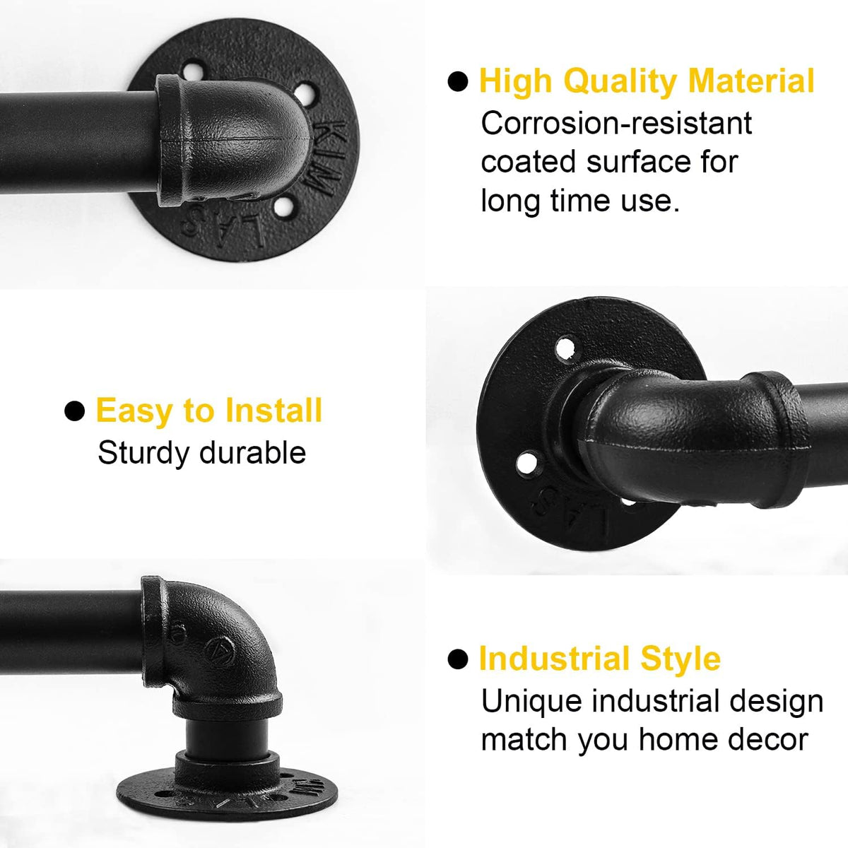 3 Ft Black Metal Staircase Handrail O714276