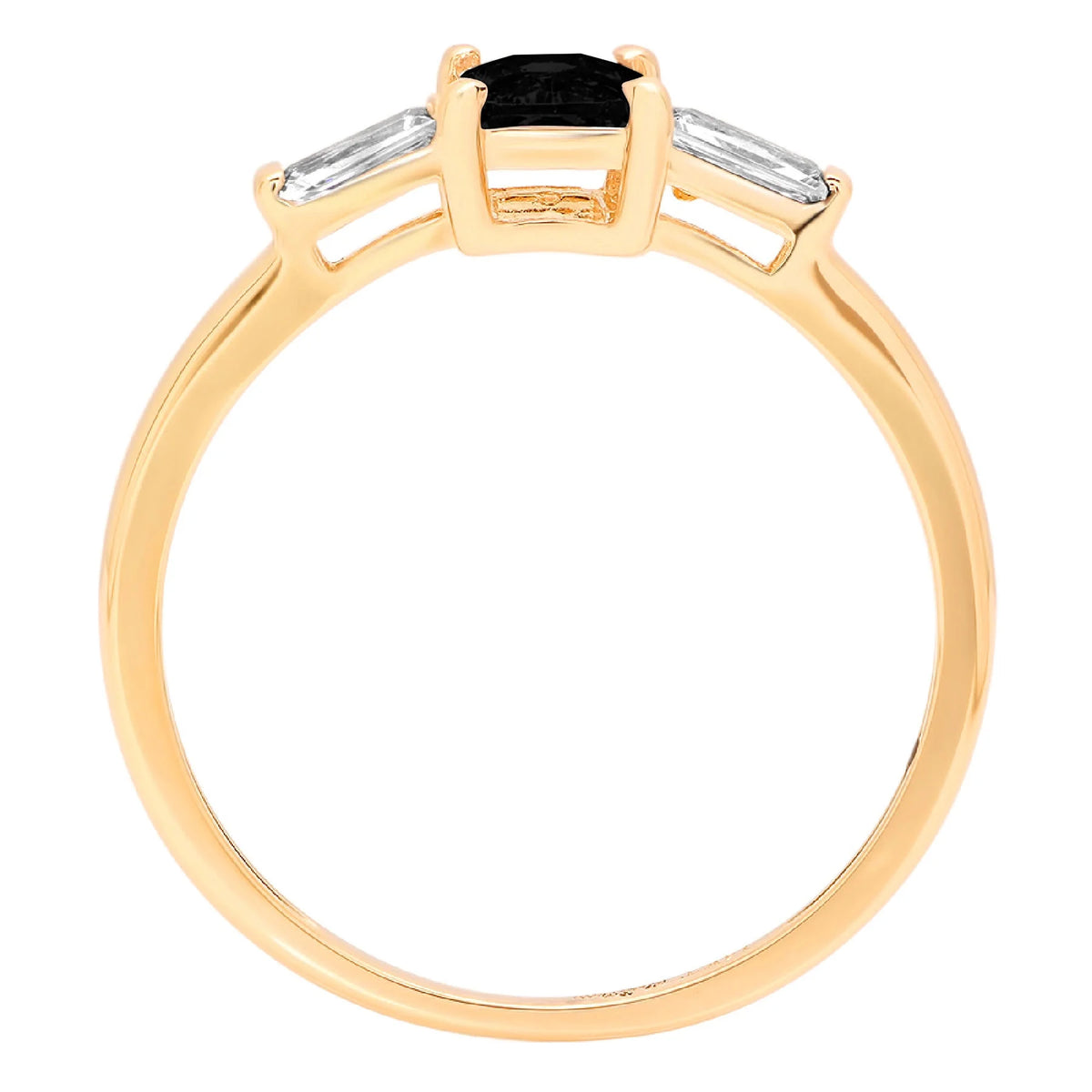 Emerald Cut Black Onyx Three-Stone Ring N36208