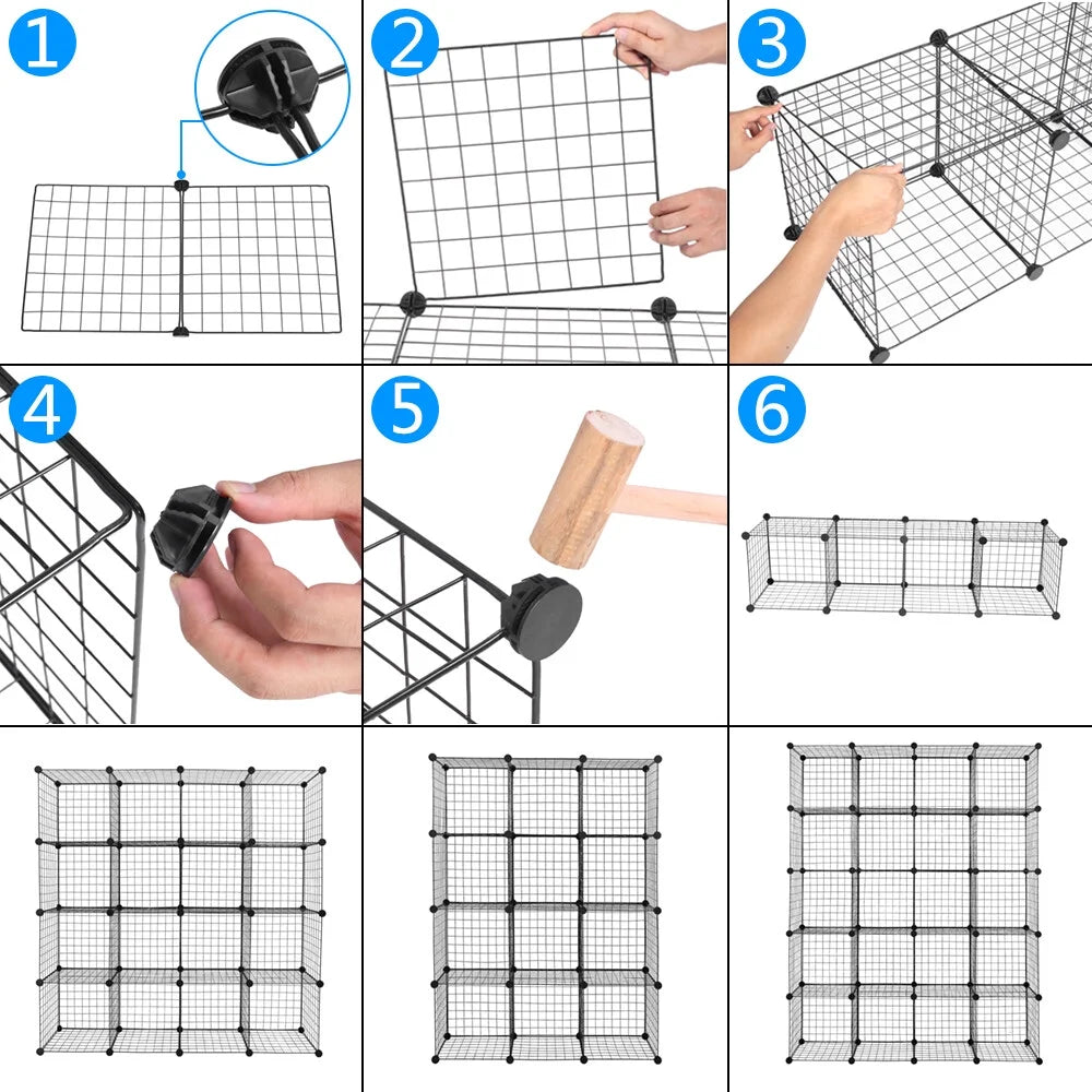 12-Cube Metal Wire Cube Storage Shelves Y663