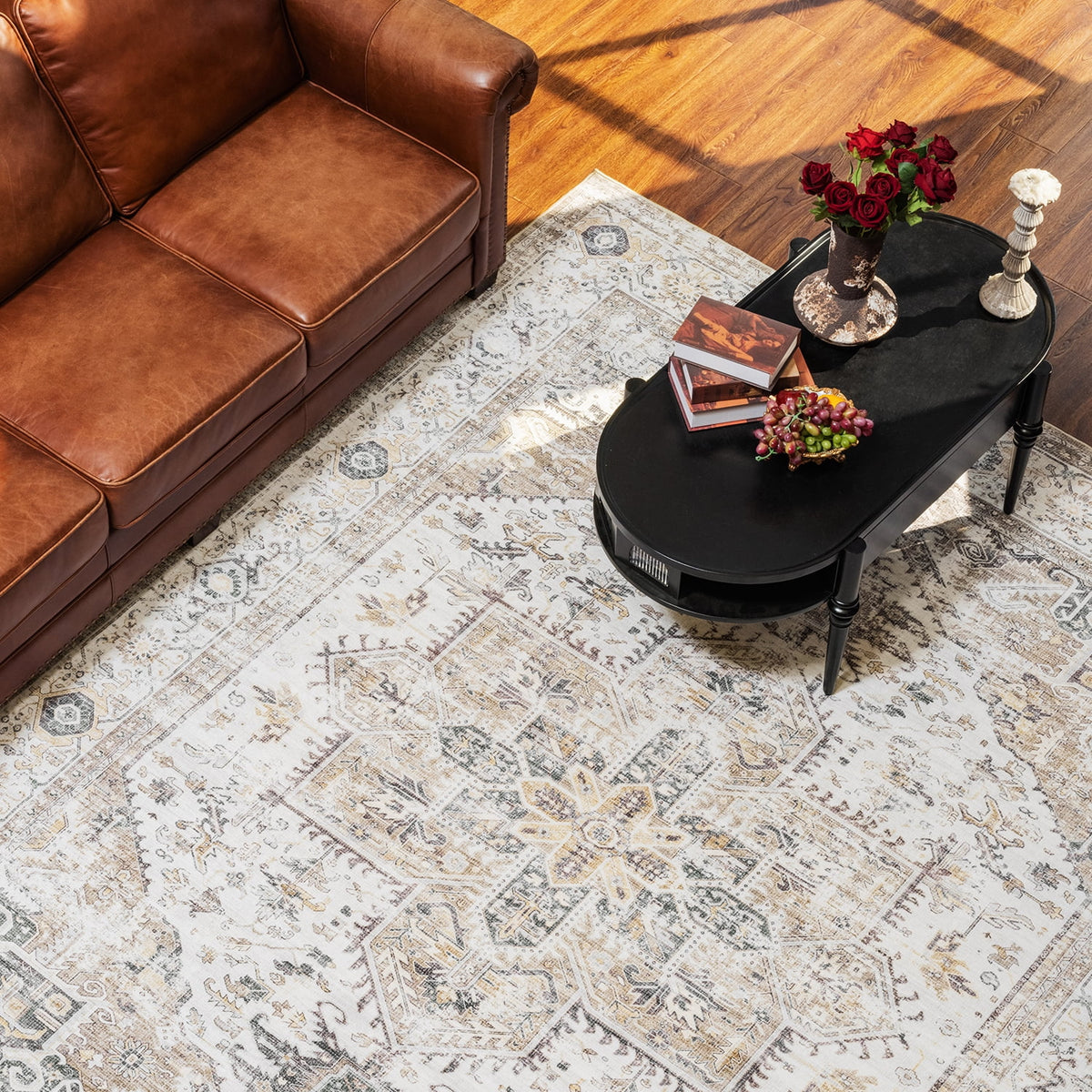 9'x12' Washable Vintage Medallion Area Rug E966645
