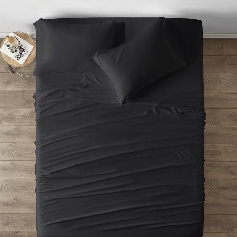 Navy 4-Piece Rayon from Bamboo Bed Sheet Set California King Q7396