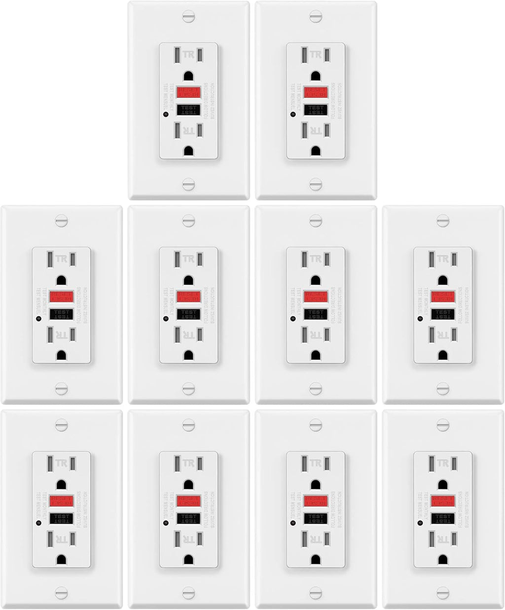 10 Pack White Tamper Resistant GFCI Outlets with Wallplate N549591