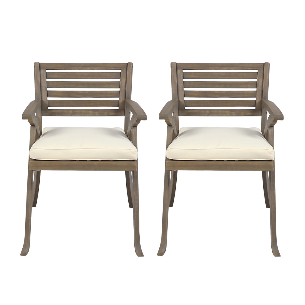Acacia Wood Dining Chairs with Cushion, Set of 2 P972