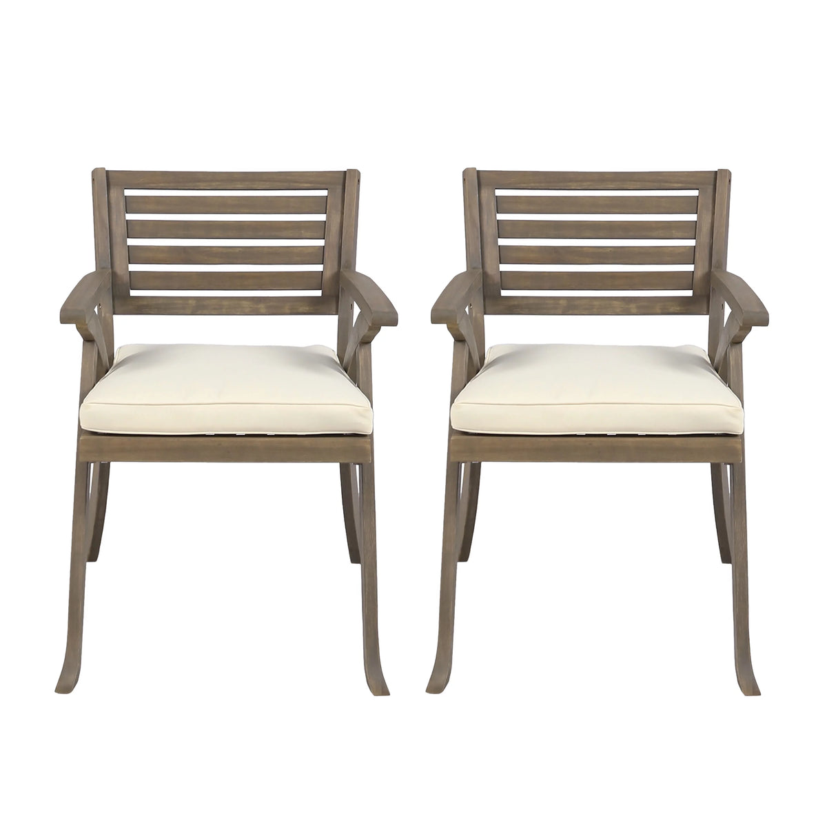 Acacia Wood Dining Chairs with Cushion, Set of 2 P972