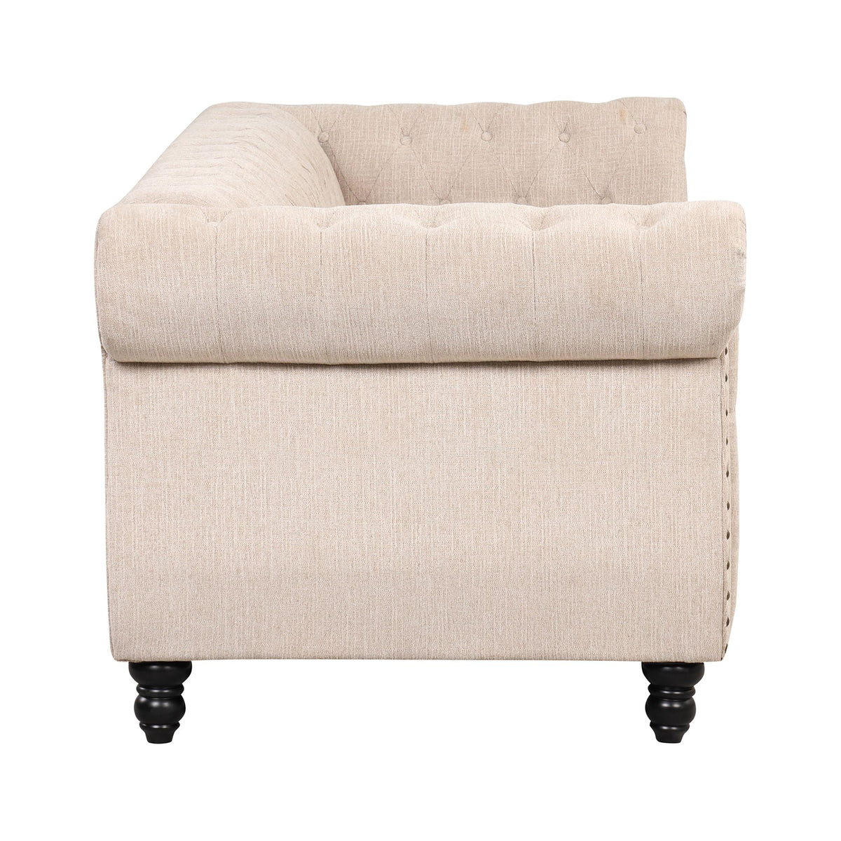3 Seater Button Tufted Upholstered Sofa with Rolled Arms F156695