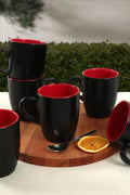 Matte Black Red 6 Pieces Cup D53380