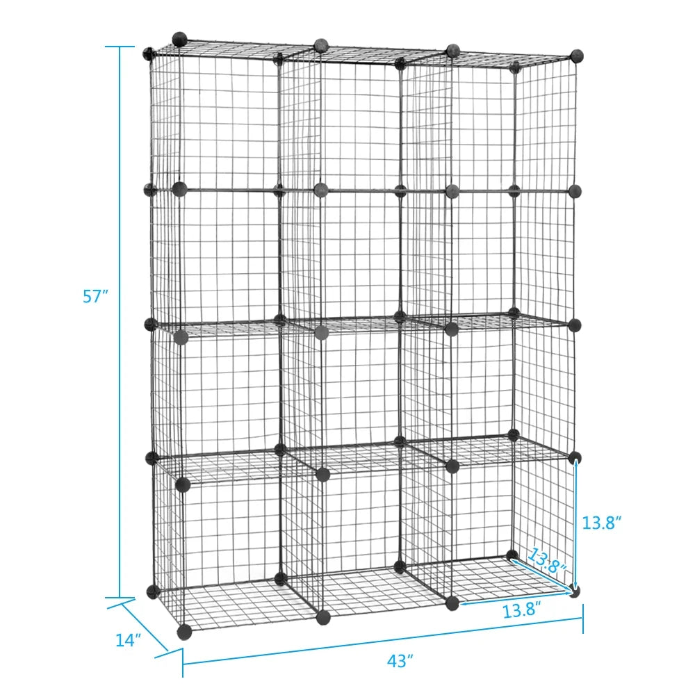 12-Cube Metal Wire Cube Storage Shelves Y663