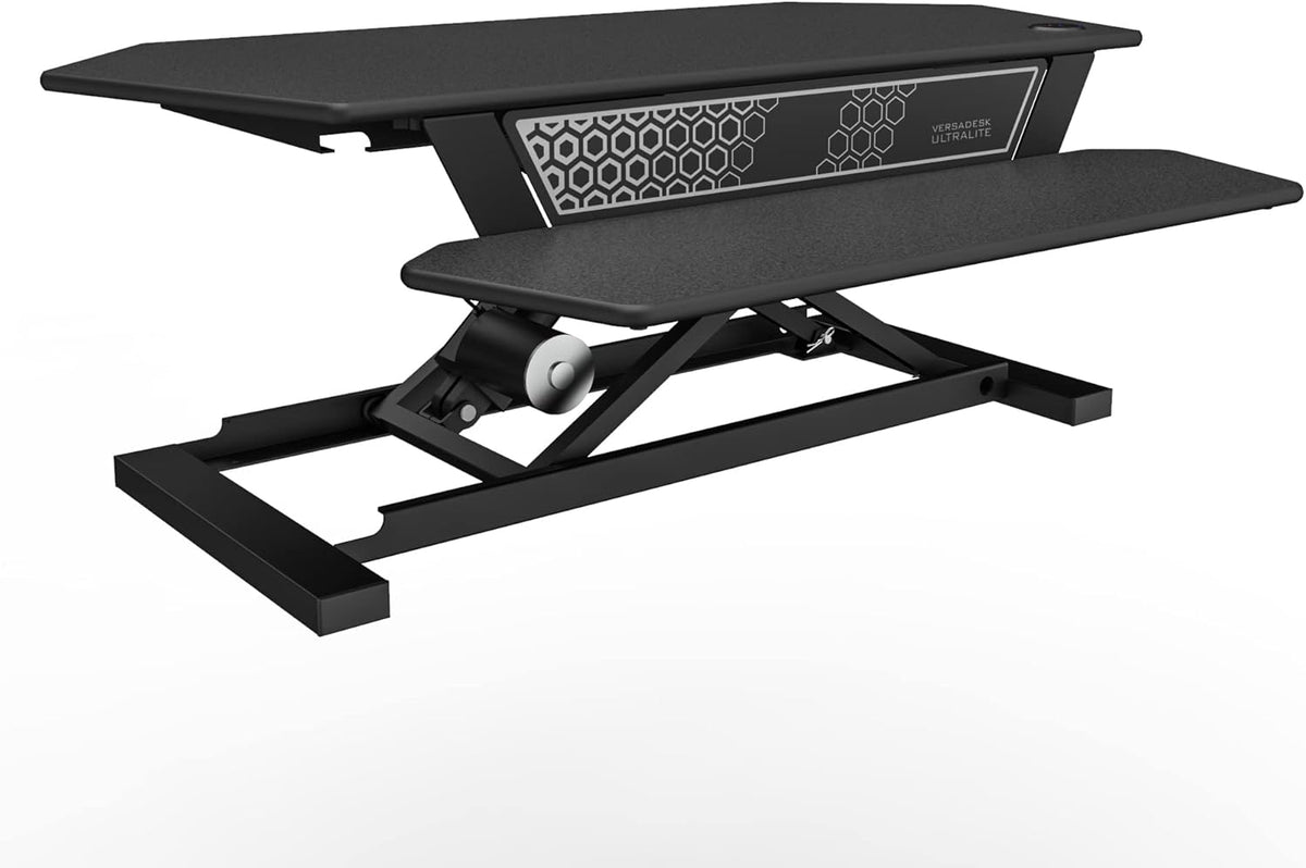 Electric Height-Adjustable Desk Riser with Keyboard and Mouse Tray, 36" x 24" Black O432