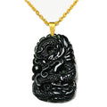 24" Black-Green Jade Dragon Necklace P793841