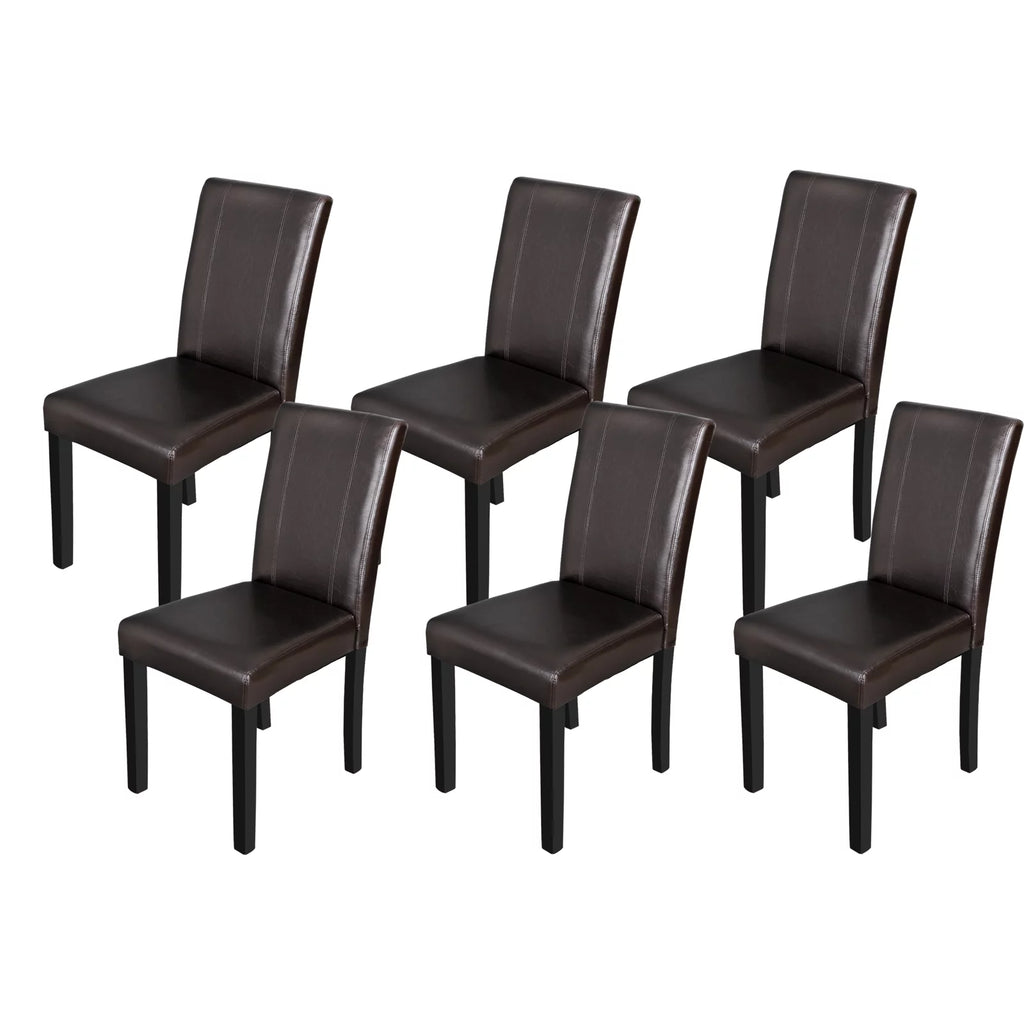 6 Pcs Brown Leather Dining Chair X654760