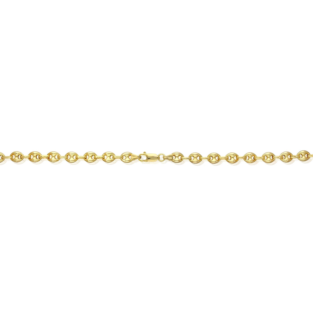 18K Yellow Gold Over Silver 7mm Puffed Anchor Chain 16"-24" J48476