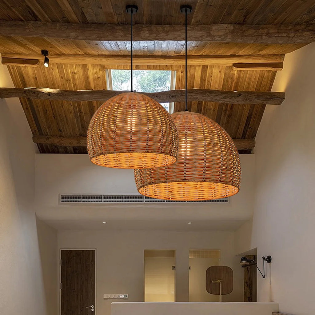 Boho Round Bamboo Pendant Light J2593