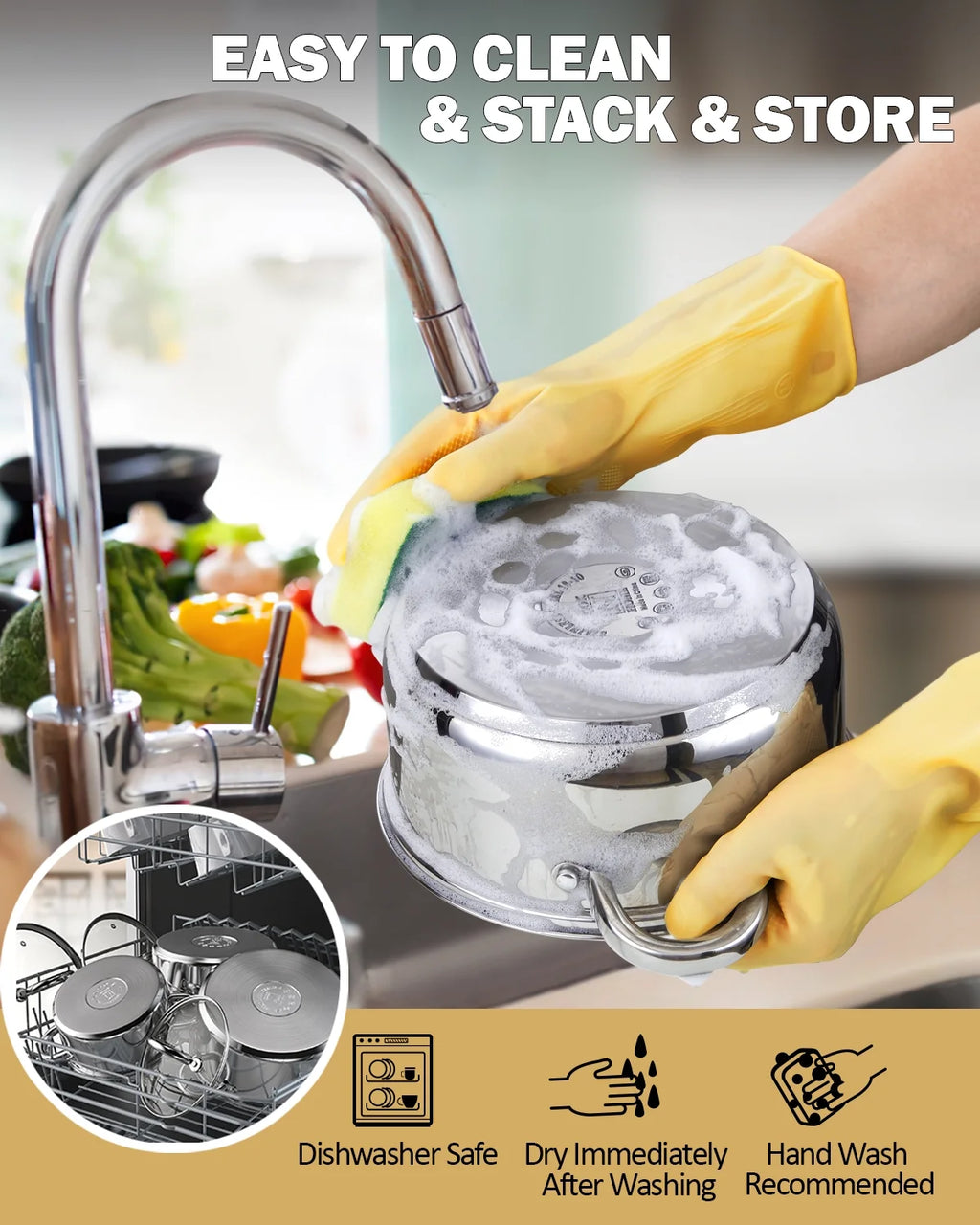 12-Piece Stainless Steel Cookware Set with Silicone Handles U9414