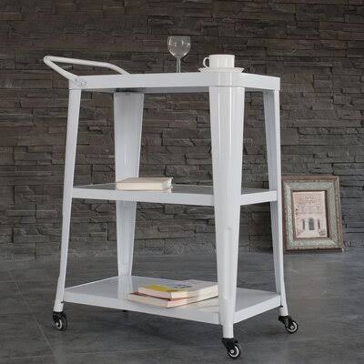 3-Tiered Metal Frame Bar Cart White G43791