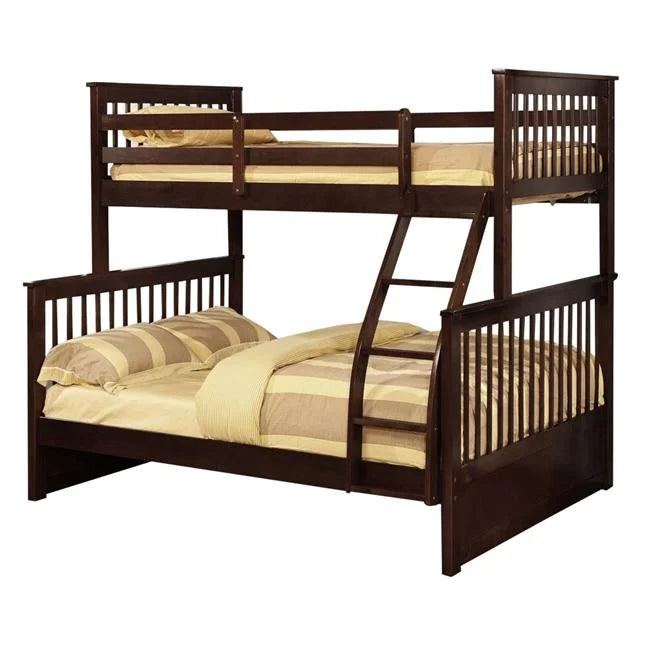Twin Over Full Wooden Bunk Bed with Slatted Headboard C5129
