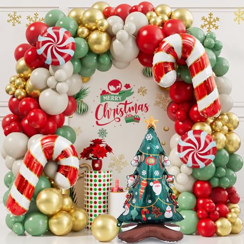 Christmas Balloon Garland Arch Kit 168PCS Red Sage Green Gold White C700