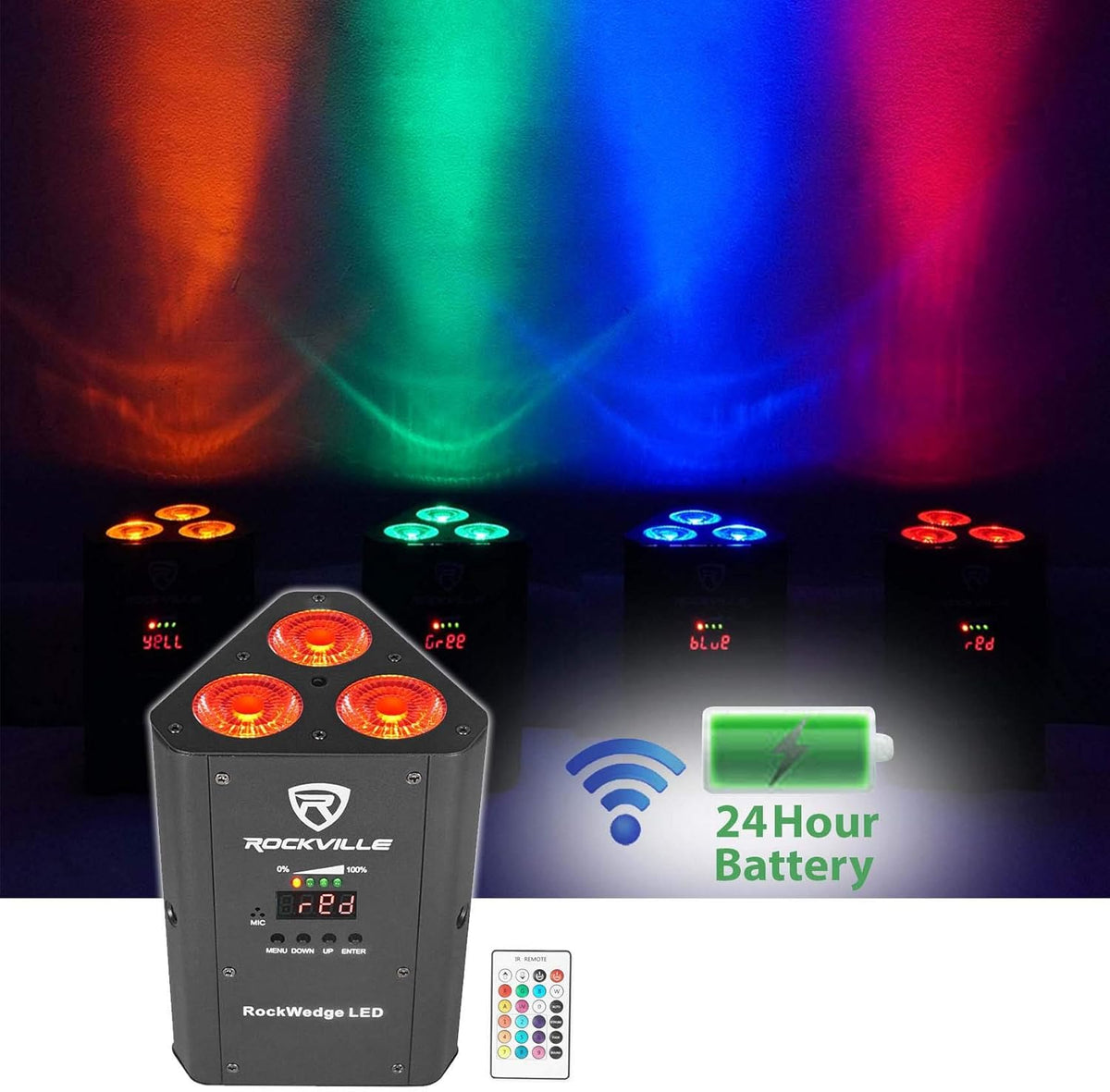 Rockville RGBWA+UV Rechargeable Wireless Wash DJ Up-Light in White B45457