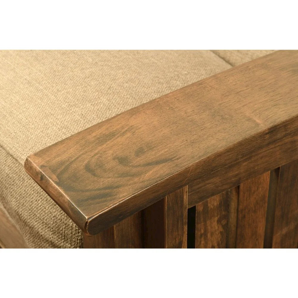 Walnut Full Size Futon Frame with Mattress & Storage Drawers U39836