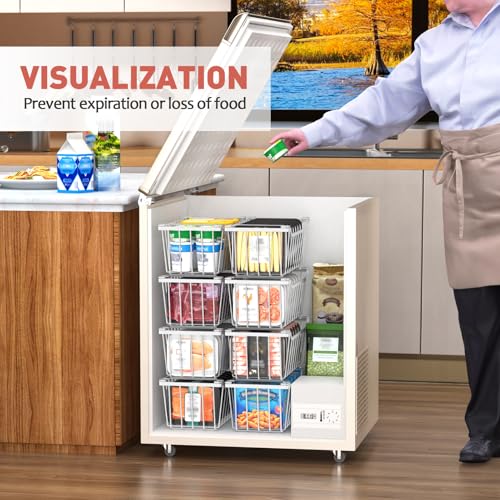 4 Pack Stackable Freezer Organizer Bins with Foldable Handle O6182