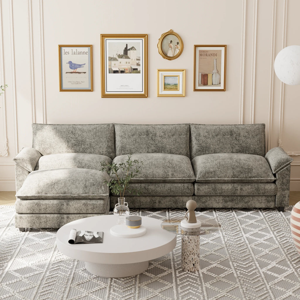 Gray L-shaped Sectional Sofa with Reversible Chair B655